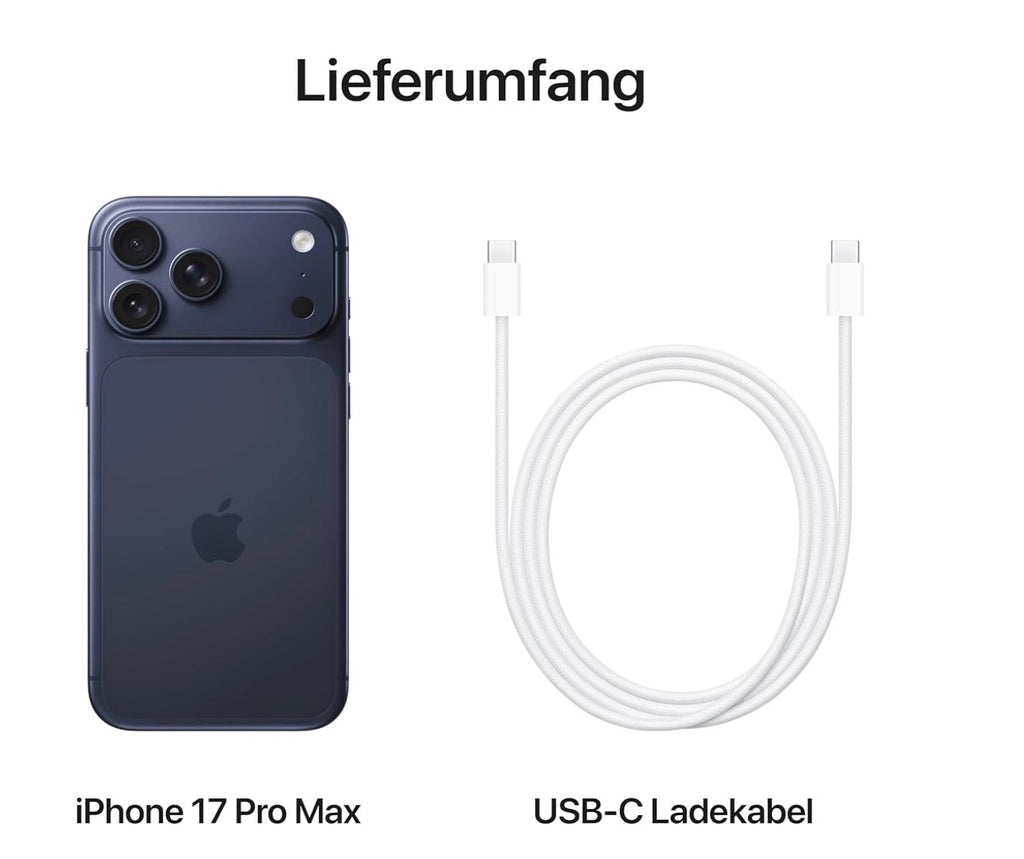 Apple iPhone 17 Pro Max 6,9" Display mit ProMotion, A19 Pro Chip, beste Batterielaufzeit, die es je in einem iPhone gab, Pro Fusion Kamera-System, Center Stage Frontkamera;